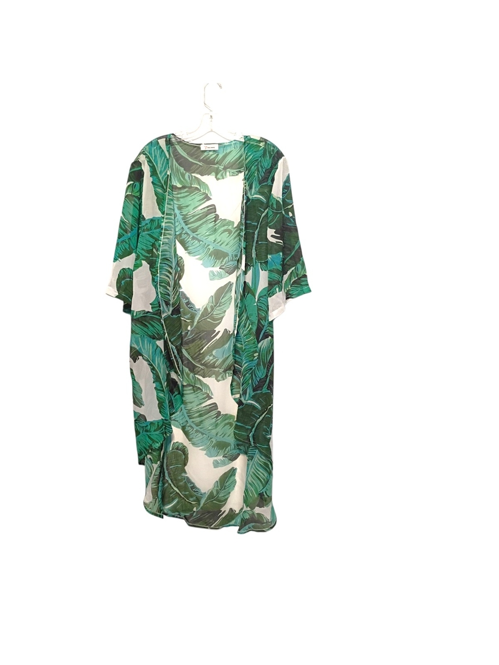 Soul Young -Green Tropical Leaf Kimono / Swim Coverup - OS